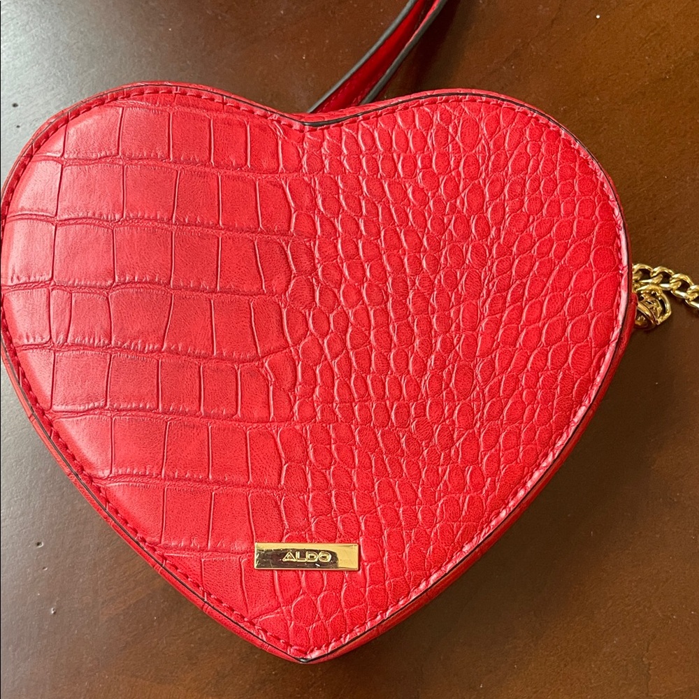 Aldo Red Heart Croc-Embossed Crossbody Bag